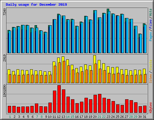 Daily usage for December 2019