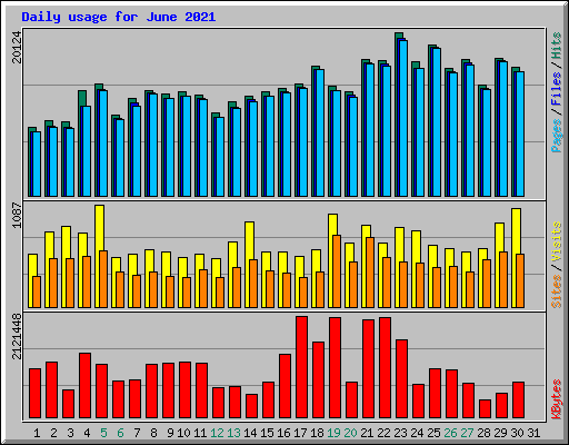 Daily usage for June 2021