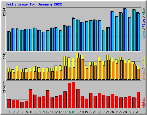 Daily usage for January 2022