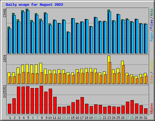 Daily usage for August 2022