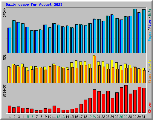 Daily usage for August 2023